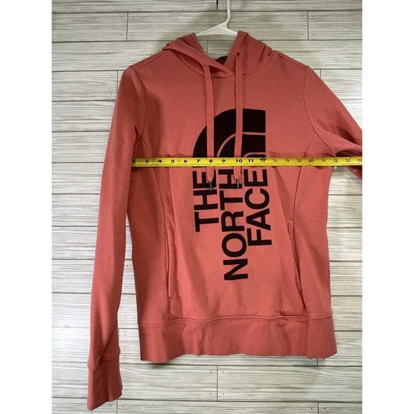 The North Face Women's Hoodie Sweatshirt Coral Pink with Black Kangaroo SZ Small - Picture 3 of 5